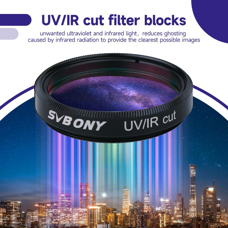 SVBONY Telescope Filter, 1.25" UV IR Cut Block Filter, Blocks Red Ultraviolet, Multi Coated Infra Keep Planetary Images Sharp, for CCD Digital Telescope Astrophotography - Image 3
